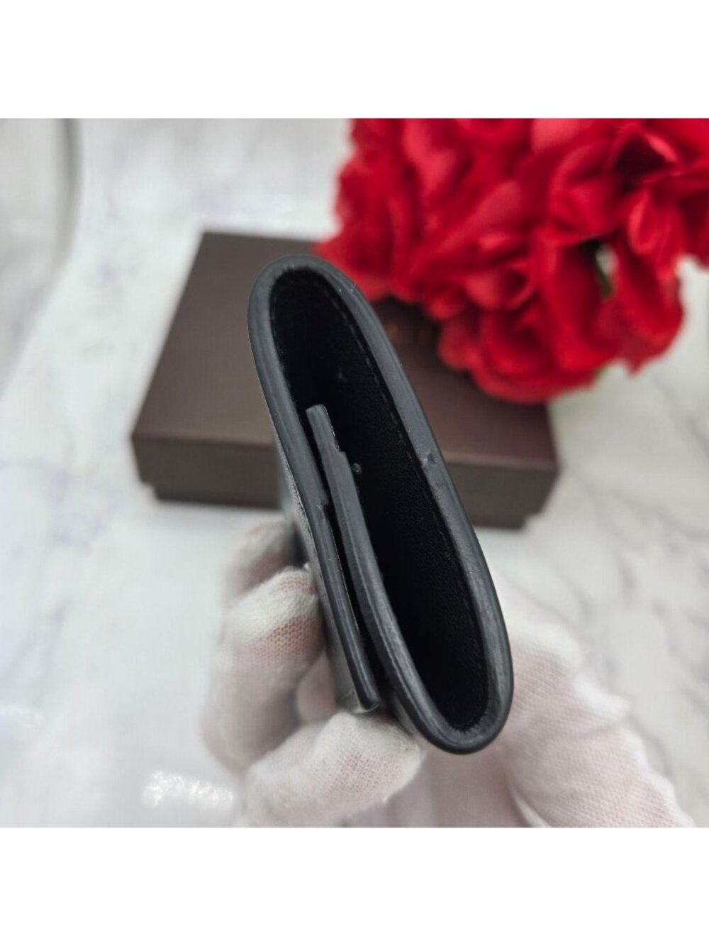 Gucci Coin Purse Wallet Flower Black - Picture 8 of 15